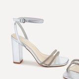 Amelie Wide Fit Silver Diamante Heels