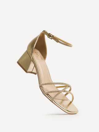 Amour Gold Diamante Heeled Sandals