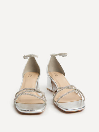 Amour Silver Diamante Heeled Sandals