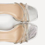Amour Silver Diamante Heeled Sandals