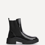 Andrea Black Faux Patent Leather Chelsea Boots