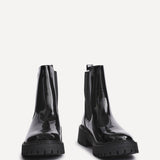 Andrea Black Faux Patent Leather Chelsea Boots