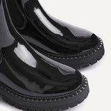 Andrea Black Faux Patent Leather Chelsea Boots