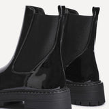 Andrea Black Faux Patent Leather Chelsea Boots