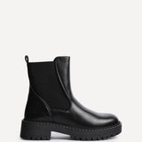 Andrea Black Faux Leather Chelsea Boots