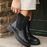 Andrea Black Faux Leather Chelsea Boots