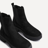 Andrea Black Faux Suede Chelsea Boots