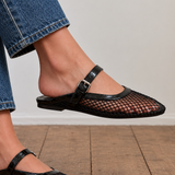 Anessa Black Mesh Mules