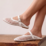 Anessa White Mesh Mules