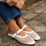 Anessa White Mesh Mules