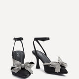 Angela Black Satin Bow Heels