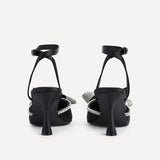 Angela Black Satin Bow Heels