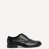 Angelo Mens Black Faux Leather Lace-Up Shoes