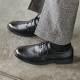Angelo Mens Black Faux Leather Lace-Up Shoes