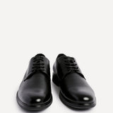 Angelo Mens Black Faux Leather Lace-Up Shoes