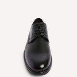 Angelo Mens Black Faux Leather Lace-Up Shoes