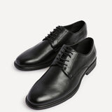 Angelo Mens Black Faux Leather Lace-Up Shoes
