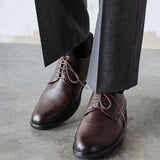 Angelo Mens Brown Faux Leather Lace-Up Shoes