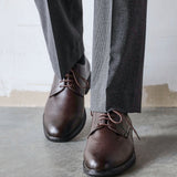 Angelo Mens Brown Faux Leather Lace-Up Shoes