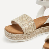 Anya White & Gold Raffia Flatform Sandal
