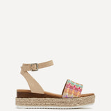 Anya Multi Coloured Raffia Flatform Sandal