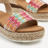 Anya Multi Coloured Raffia Flatform Sandal