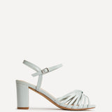 Arabel Pale Blue Faux Leather Block Heeled Sandals