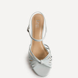 Arabel Pale Blue Faux Leather Block Heeled Sandals