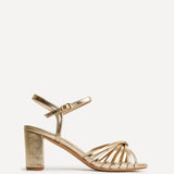 Arabel Gold Faux Leather Block Heeled Sandals