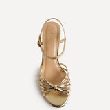 Arabel Gold Faux Leather Block Heeled Sandals