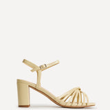 Arabel Lemon Faux Leather Block Heeled Sandals