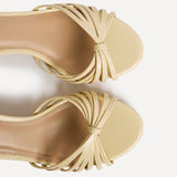 Arabel Lemon Faux Leather Block Heeled Sandals