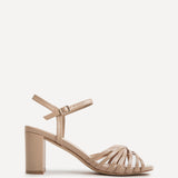 Arabel Nude Faux Leather Block Heeled Sandals