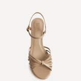 Arabel Nude Faux Leather Block Heeled Sandals