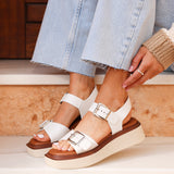Archive White Faux Leather Flatform Sandals
