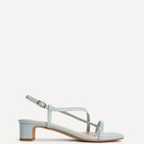 Arden Pale Blue Faux Leather Block Heeled Sandals