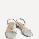 Arden Pale Blue Faux Leather Block Heeled Sandals
