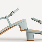 Arden Pale Blue Faux Leather Block Heeled Sandals