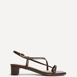 Arden Brown Faux Leather Block Heeled Sandals