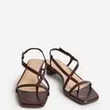 Arden Brown Faux Leather Block Heeled Sandals