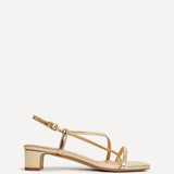 Arden Gold Faux Leather Block Heeled Sandals