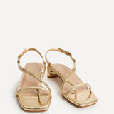 Arden Gold Faux Leather Block Heeled Sandals