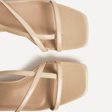 Arden Nude Faux Leather Block Heeled Sandals