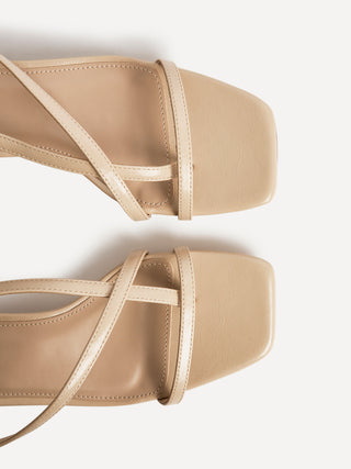 Arden Nude Faux Leather Block Heeled Sandals