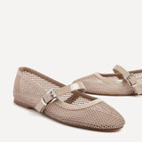 Arielle Nude Mesh Mary Jane Pumps