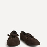 Arlo Brown Ballet Pumps with Bow Detail