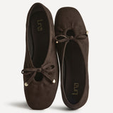 Arlo Brown Ballet Pumps with Bow Detail