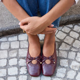 Arlo Burgundy Ballet Pumps with Bow Detail