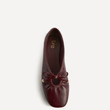 Arlo Burgundy Ballet Pumps with Bow Detail