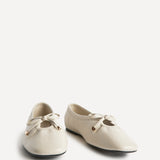 Arlo Ivory Ballet Pumps with Bow Detail